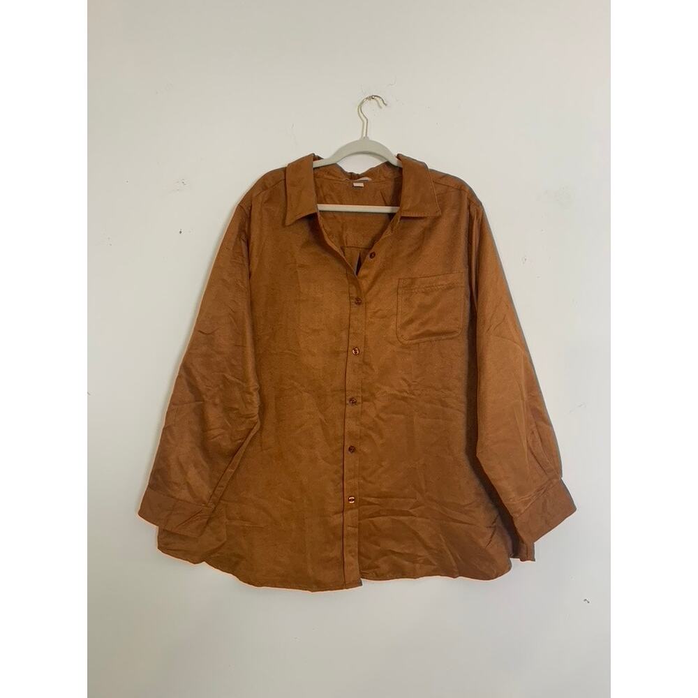 Woman Within Faux Suede Button-Up Shirt Size 2X (26/28)